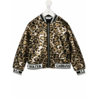 Dolce & Gabbana Kids Jaqueta bomber animal print - Preto