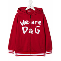 Dolce & Gabbana Kids logo print zipped hoodie - Vermelho