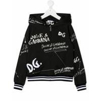 Dolce & Gabbana Kids Moletom com capuz e estampa de logo - Preto