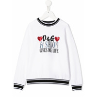 Dolce & Gabbana Kids Moletom com estampa Fashion Gives Me Life - Branco