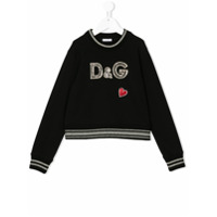 Dolce & Gabbana Kids Moletom com logo de paetês - Preto