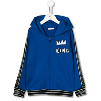 Dolce & Gabbana Kids Moletom DG King com capuz e zíper - Azul