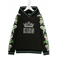Dolce & Gabbana Kids Moletom King com capuz e estampa floral - Preto