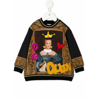 Dolce & Gabbana Kids Moletom oversized com aplicação - Preto