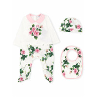 Dolce & Gabbana Kids Pijama 3 peças com estampa de rosa - Branco