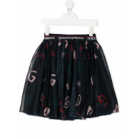 Dolce & Gabbana Kids Saia com estampa de logo corrido - Azul