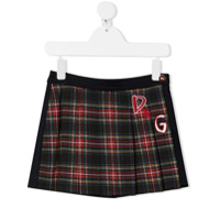 Dolce & Gabbana Kids Saia xadrez com patch D&G - Preto