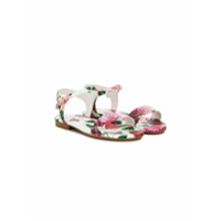 Dolce & Gabbana Kids Sandália com rosas estampadas - Branco
