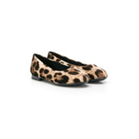 Dolce & Gabbana Kids Sapatinha flat com estampa de leopardo - Neutro