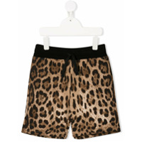 Dolce & Gabbana Kids Short com estampa de leopardo - Marrom