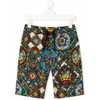 Dolce & Gabbana Kids Short com estampa de vitral - Preto