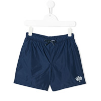 Dolce & Gabbana Kids Short de natação com estampa de coroa - Azul