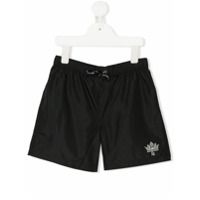 Dolce & Gabbana Kids Short de natação com estampa de logo - Preto