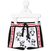 Dolce & Gabbana Kids Short de natação com estampa de pandas - Branco