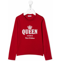 Dolce & Gabbana Kids Suéter com bordado Queen - Vermelho