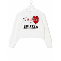 Dolce & Gabbana Kids Suéter 'L'Amore É Bellezza' - Neutro