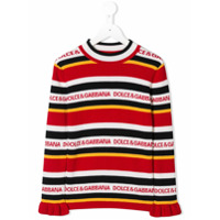 Dolce & Gabbana Kids Suéter listrado com logo - Vermelho