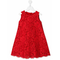 Dolce & Gabbana Kids Vestido com bordado de renda - Vermelho