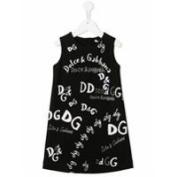 Dolce & Gabbana Kids Vestido com estampa de logo - Preto