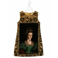 Dolce & Gabbana Kids Vestido com estampa 'Queen' - Marrom