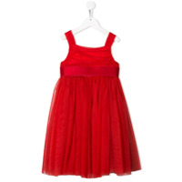Dolce & Gabbana Kids Vestido com tule e decote quadrado - Vermelho