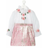 Dolce & Gabbana Kids Vestido rosa com detalhe de rosa - Branco