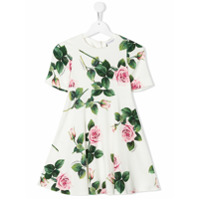 Dolce & Gabbana Kids Vestido Tropical Rose com estampa - Branco