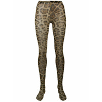 Dolce & Gabbana Meia-calça com estampa leopardo - Neutro