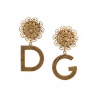 Dolce & Gabbana Par de brincos com logo em aplicações - Dourado