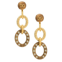 Dolce & Gabbana Par de brincos detalhe em madeira - Dourado