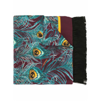 Dolce & Gabbana peacock print silk scarf - Vermelho