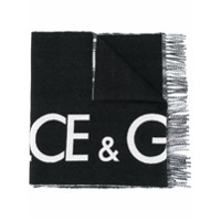 Dolce & Gabbana reversible logo cashmere-wool blend scarf with check print - Preto