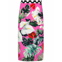 Dolce & Gabbana Saia lápis de seda com estampa de folha - Rosa