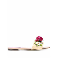 Dolce & Gabbana Sandália com aplicação floral - Neutro
