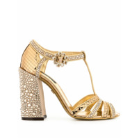 Dolce & Gabbana Sandália com tira em T e aplicação de strass - Dourado