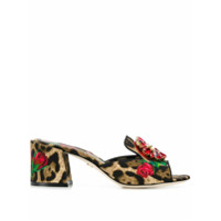 Dolce & Gabbana Sandália de couro com estampa floral - Neutro