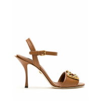 Dolce & Gabbana Sandália de couro com logo - Marrom