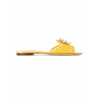 Dolce & Gabbana Sandália flat de renda com aplicação - Amarelo