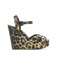 Dolce & Gabbana Sandália plataforma com estampa de leopardo - Neutro
