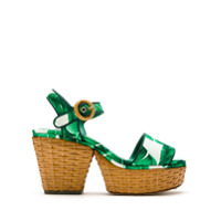 Dolce & Gabbana Sandália plataforma estampada - Verde