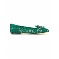 Dolce & Gabbana Sapatilha de renda com aplicação - Verde