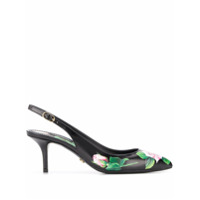 Dolce & Gabbana Sapato com estampa rosas tropicais e salto 60mm - Preto