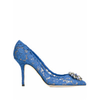 Dolce & Gabbana Sapato de couro com renda - Azul