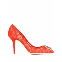 Dolce & Gabbana Sapato de couro com renda - Vermelho