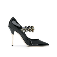 Dolce & Gabbana Sapato de couro envernizado com aplicações - Preto