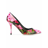 Dolce & Gabbana Sapato floral de couro - Preto