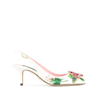 Dolce & Gabbana Sapato Tropical Rose com estampa e tira posterior - Branco