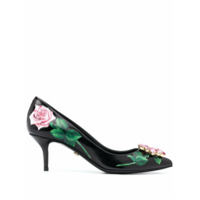 Dolce & Gabbana Scarpin Tropical Rose com aplicação de cristais - Preto