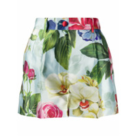 Dolce & Gabbana Shorts cintura alta com estampa floral - Azul