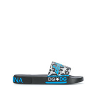 Dolce & Gabbana Slide com estampa de logo - Preto